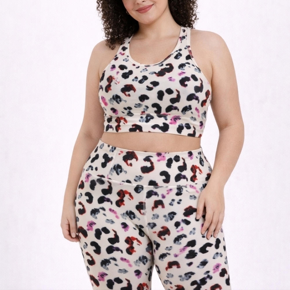 Ivory Racerback Activewear Set Multicolor Animal Print Sage Collective